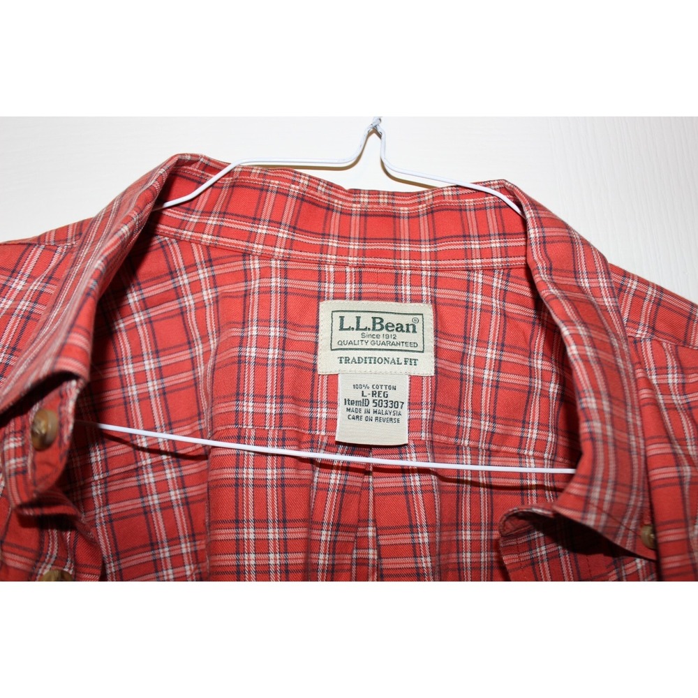 LLBean long slv red plaid Lrg trad fit men's shirt 100% cotton. Price drop!